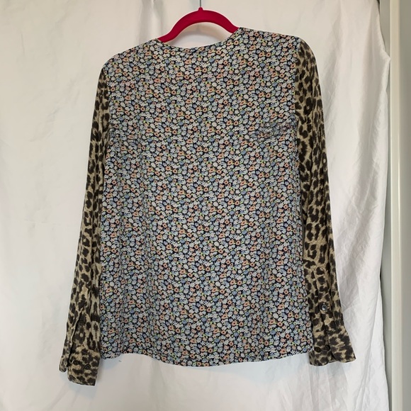 Equipment Liam Silk Blouse Contrast Floral/Leopard - Picture 5 of 5